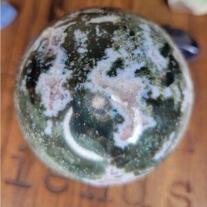 Elegant Green and White Moss Agate Sphere